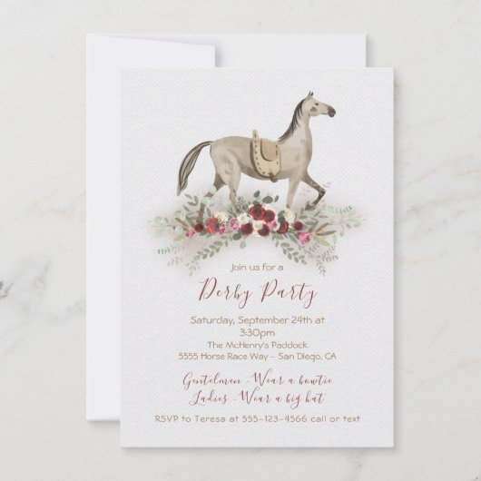 Aquarellpferd Derby Party Einladungen (Vorderseite)