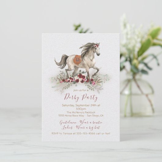 Aquarellpferd Derby Party Einladungen (Stehend Vorderseite)