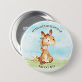 Aquarellpferd-Kinderdusche Button (Vorne & Hinten)