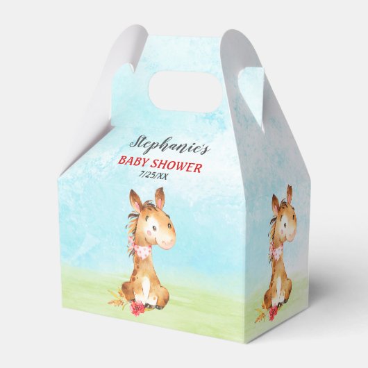 Aquarellpferd-Kinderdusche Geschenkschachtel (Vorderseite)