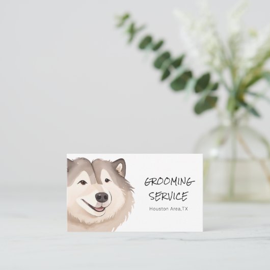 Aquarellpferd mit Husky Visitenkarte (Stehend Vorderseite)