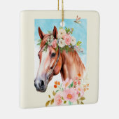 Aquarellpferd und Blume Doppelseitig Keramikornament (Rechts)