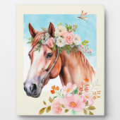 Aquarellpferd und Blume Fotoplatte (Vorderseite)