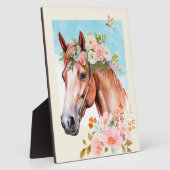 Aquarellpferd und Blume Fotoplatte (Seite)