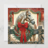 Aquarellpferd und festlicher Bauernhof Weihnachten (Vorderseite)
