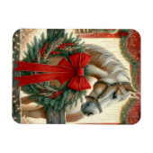Aquarellpferd und festlicher Bauernhof Weihnachten Magnet (Horizontal)