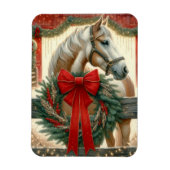 Aquarellpferd und festlicher Bauernhof Weihnachten Magnet (Vertikal)