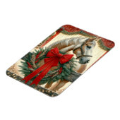 Aquarellpferd und festlicher Bauernhof Weihnachten Magnet (Linke Seite)