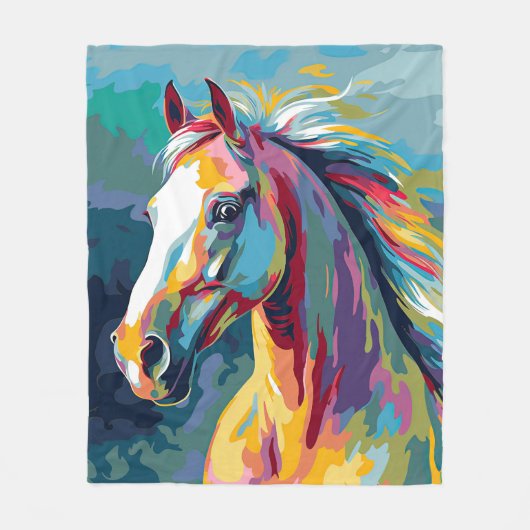 Aquarellpferde Fleecedecke (Vorderseite)