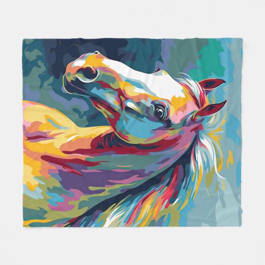 Aquarellpferde Fleecedecke (Vorderseite (Horizontal))