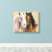 Aquarellpferde Leinwanddruck (Insitu (Holzboden))