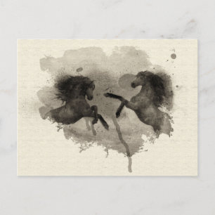 Aquarellpferde Postkarte