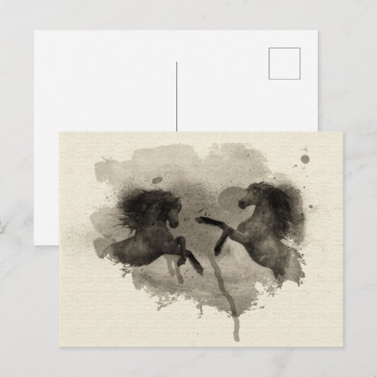 Aquarellpferde Postkarte (Vorne/Hinten)