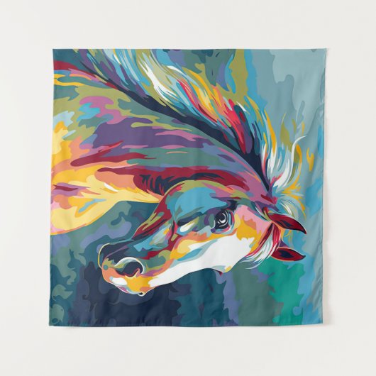 Aquarellpferde Wandteppich (Vorderseite (Horizontal))