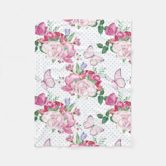 Aquarellpferde, Wasserfarbenschmetterling Fleecedecke (Vorderseite)