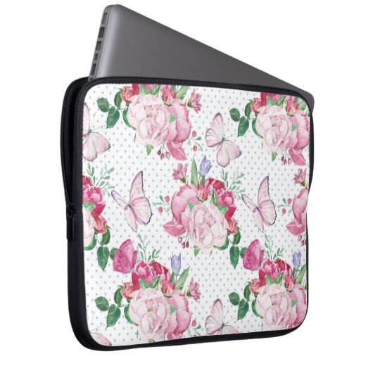 Aquarellpferde, Wasserfarbenschmetterling Laptopschutzhülle (Vorne Rechts)