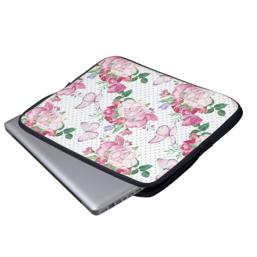 Aquarellpferde, Wasserfarbenschmetterling Laptopschutzhülle (Vorne Knopf)