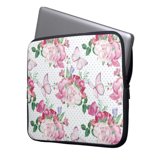 Aquarellpferde, Wasserfarbenschmetterling Laptopschutzhülle (Vorderseite Links)