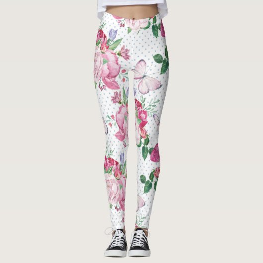 Aquarellpferde, Wasserfarbenschmetterling Leggings (Vorderseite)