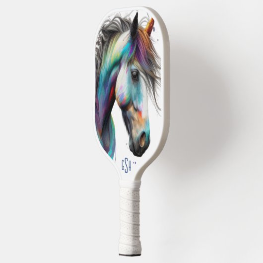 Aquarellpferde - Zwei Bilder Pickleball Schläger (Links)