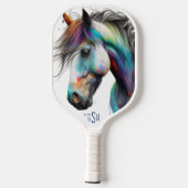 Aquarellpferde - Zwei Bilder Pickleball Schläger (Rückseite)