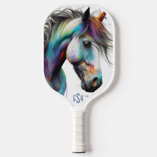 Aquarellpferde - Zwei Bilder Pickleball Schläger (Vorderseite)