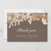 Aquarellpfirsich beige braune Blüte Dankeschön Einladung (Vorderseite)