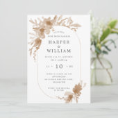 Aquarellpfirsich/ Beige, längliche, geblümte Rahme Einladung (Stehend Vorderseite)