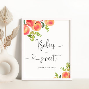 Aquarellpfirsich Die Babys sind süß und nehmen ein Poster