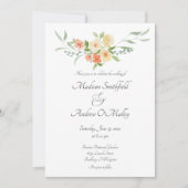 Aquarellpfirsich, Gelb und Grüne Blüte Einladung (Vorderseite)