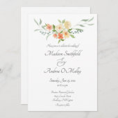 Aquarellpfirsich, Gelb und Grüne Blüte Einladung (Vorne/Hinten)