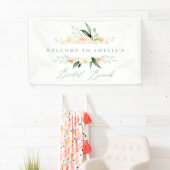 Aquarellpfirsich und grüner Blumenbrunch Banner (Insitu)