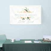 Aquarellpfirsich und grüner Blumenbrunch Banner (Messeveranstaltung)