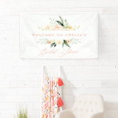 Aquarellpfirsich und grünes blumengeschmücktes Bra Banner (Insitu)