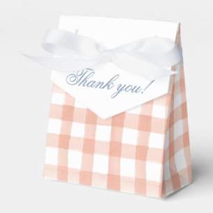 Aquarellpfirsich und Weißes Gingham-Wappen Geschenkschachtel