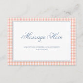 Aquarellpfirsich und White Gingham Wedding Begleitkarte (Vorderseite)