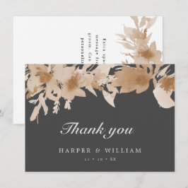 Aquarellpfirsichbeige Grau florale Vielen Dank Einladung