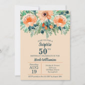 Aquarellpfirsichblüte 50. Geburtstagseinladungen (Vorderseite)