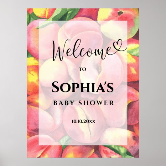 Aquarellpfirsiche Babydusche Poster (Vorne)
