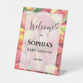 Aquarellpfirsiche Babydusche Sockelschild