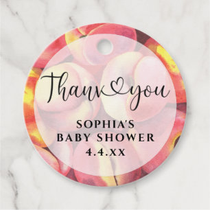 Aquarellpfirsiche - Danke, Baby Dusche Geschenkanhänger