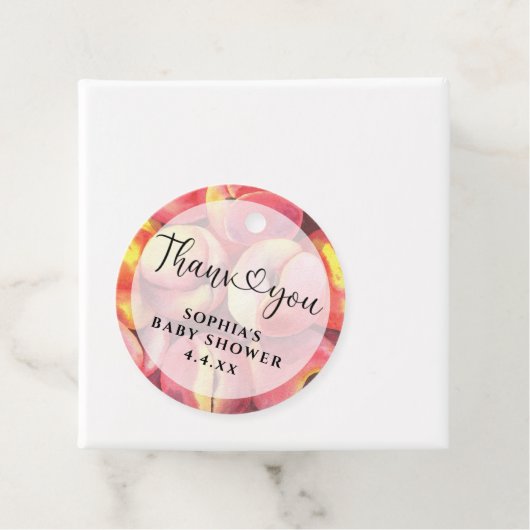 Aquarellpfirsiche - Danke, Baby Dusche Geschenkanhänger (Beispiel)