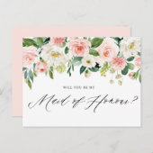 Aquarellpfirsiche Florals meine Trauzeugin Einladungspostkarte (Vorne/Hinten)