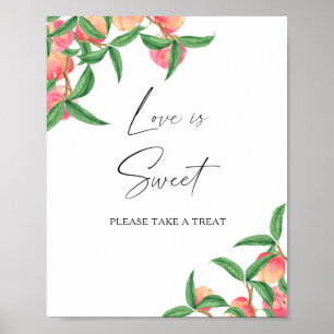 Aquarellpfirsiche - Liebe ist süß und nimmt eine L Poster