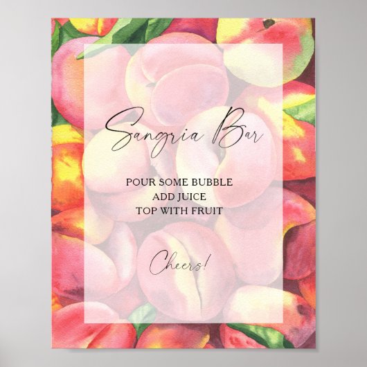 Aquarellpfirsiche modern - Sangria Bar Poster (Vorne)