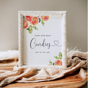 Aquarellpfirsiche schätzen wie viele Bonbons Poster