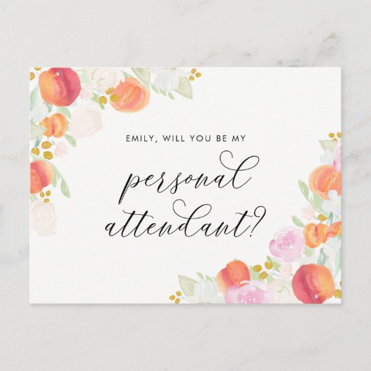 Aquarellpfirsiche sind mein persönlicher Begleiter Einladungspostkarte (Vorderseite)