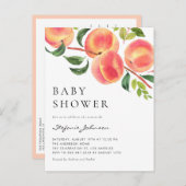 Aquarellpfirsiche Sommerdusche Einladungspostkarte (Vorne/Hinten)