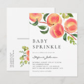 Aquarellpfirsiche Summer Baby Sprinkle Einladungspostkarte (Vorne/Hinten)