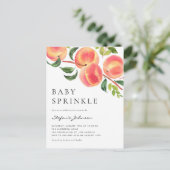Aquarellpfirsiche Summer Baby Sprinkle Einladungspostkarte (Stehend Vorderseite)